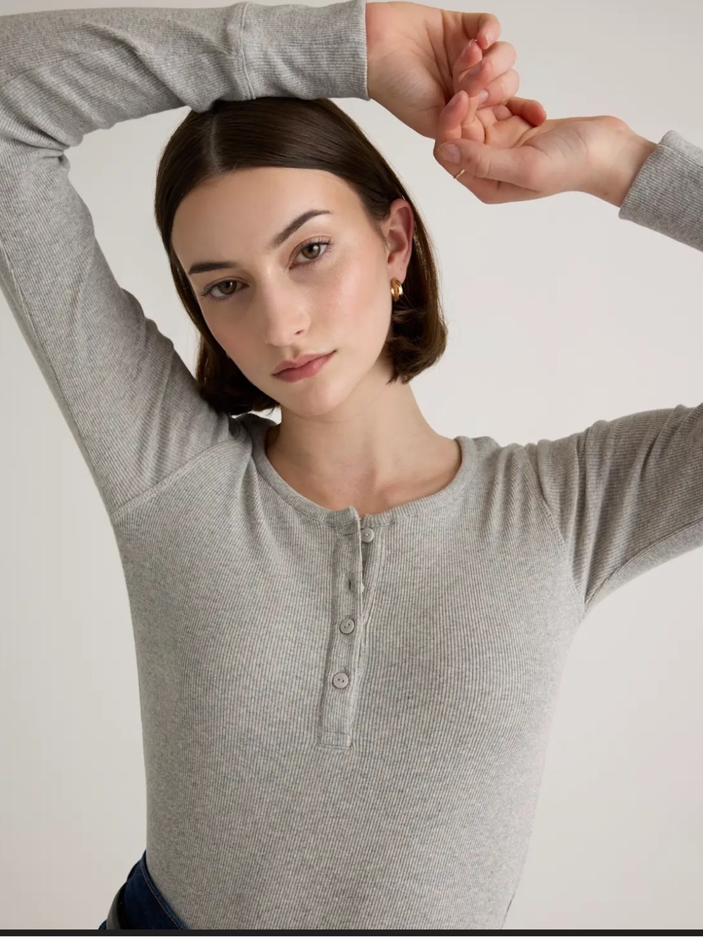 Quince Organic Cotton Microrib Henley - Picture 2 of 5
